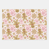 かわいいジンジャーブレッドマン&ペパーミントキャンディークリスマス ラッピングペーパーシート (正面)