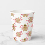 かわいいジンジャーブレッドマン&ペパーミントキャンディークリスマス 紙コップ (正面)