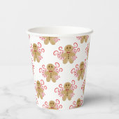 かわいいジンジャーブレッドマン&ペパーミントキャンディークリスマス 紙コップ (裏面)