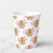 かわいいジンジャーブレッドマン&ペパーミントキャンディークリスマス 紙コップ (正面)