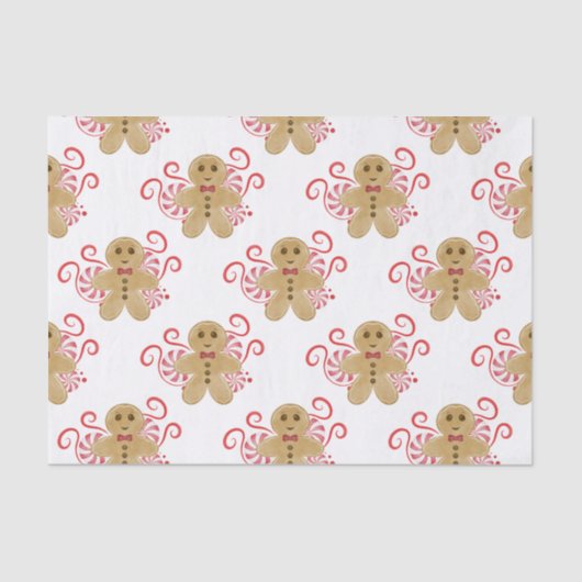 かわいいジンジャーブレッドマン&ペパーミントキャンディークリスマス 薄葉紙 (正面)