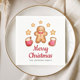 かわいいジンジャーブレッドマン メリークリスマス スタンダードカクテルナプキン