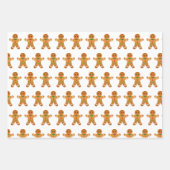 かわいいジンジャーブレッドマン&レッドストライプのクリスマス ラッピングペーパーシート (正面)