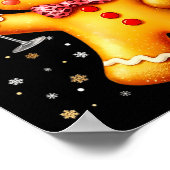 かわいいジンジャーブレッドレパードコケッティクリスマスワインX ポスター (角)