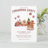 かわいいジンジャーブレッド列車と家族のクリスマスパーティー 招待状 (スタンド正面)