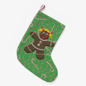 かわいいジンジャーブレッド女の子クリスマスキャンディカン スモールクリスマスストッキング (正面 (吊り時))