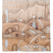 かわいいジンジャーブレッド村の絵 |シャワーカーテン シャワーカーテン (正面)