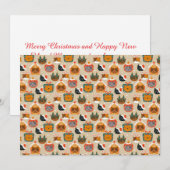 かわいいジンジャーブレッド猫のクリスマス シーズンカード (正面/裏面)
