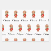 かわいいジンジャーブレッド ラッピングペーパーシート (正面2)