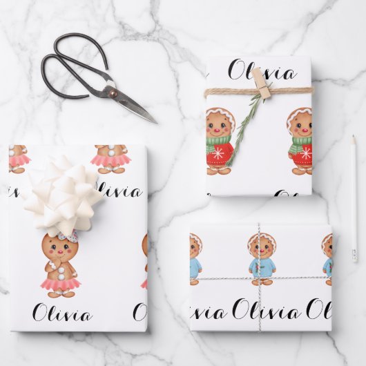 かわいいジンジャーブレッド ラッピングペーパーシート (正面)