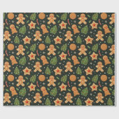 かわいいジンジャーブレッド ラッピングペーパー (フラット)