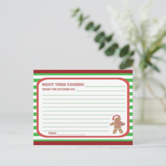 かわいいジンジャーブレッドCookieレシピカード シーズンポストカード (スタンド正面)