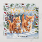 かわいいジンジャーペッツ子猫フェスティバルメリークリスマス シーズンカード (正面/裏面)