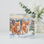 かわいいジンジャーペッツ子猫フェスティバルメリークリスマス シーズンカード (スタンド正面)
