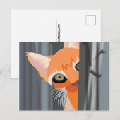かわいいジンジャーレッド猫のぞき絵はがき ポストカード (正面/裏面)