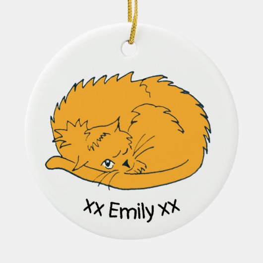 かわいいジンジャー猫の名前 セラミックオーナメント (正面)