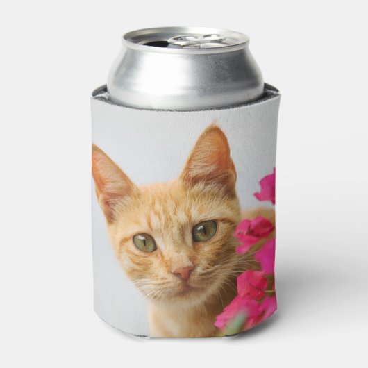 かわいいジンジャー猫ネコが見守るYou Photo - 缶クーラー (缶正面)
