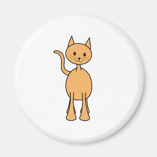 かわいいジンジャー猫。オレンジ色の猫漫画。 マグネット (正面)