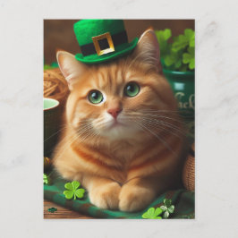 かわいいジンジャーSaint patricks day猫 ポストカード