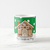 かわいいジンパーソナライズされたジャーブレッドクリスマスグリーン コーヒーマグカップ (中央)
