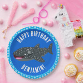 かわいいジンベイザメパーソナライズされたハッピーバースデー ペーパープレート (パーティー)