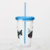 かわいいジンベエザメのハッピーアニメイラストレーション アクリルタンブラー (右)