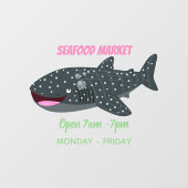 かわいいジンベエザメのハッピーアニメイラストレーション ウィンドウサイン (シート)