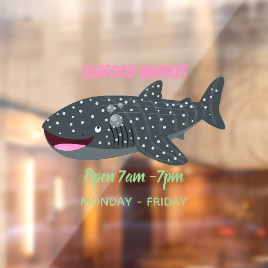 かわいいジンベエザメのハッピーアニメイラストレーション ウィンドウサイン (シート2)