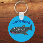 かわいいジンベエザメのハッピーアニメイラストレーション キーホルダー (正面)