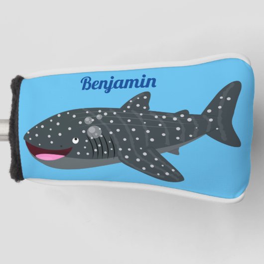 かわいいジンベエザメのハッピーアニメイラストレーション ゴルフヘッドカバー (正面)