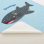 かわいいジンベエザメのハッピーアニメイラストレーション シェルパブランケット (3/4)