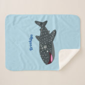 かわいいジンベエザメのハッピーアニメイラストレーション シェルパブランケット (正面(横))