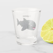 かわいいジンベエザメのハッピーアニメイラストレーション ショットグラス (裏面)