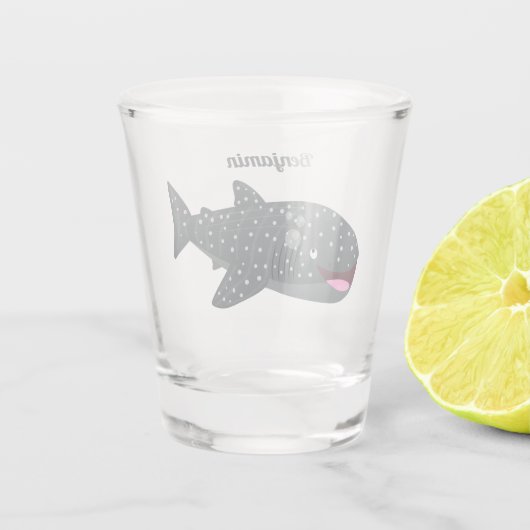 かわいいジンベエザメのハッピーアニメイラストレーション ショットグラス (裏面)