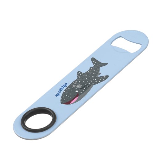 かわいいジンベエザメのハッピーアニメイラストレーション スピード栓抜き (正面アングル)