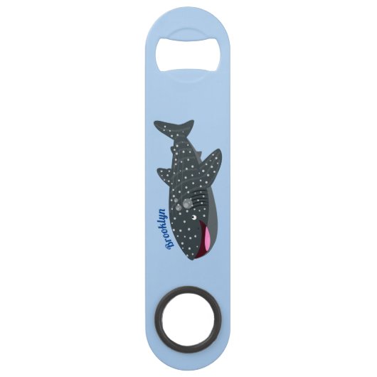 かわいいジンベエザメのハッピーアニメイラストレーション スピード栓抜き (裏面)