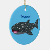 かわいいジンベエザメのハッピーアニメイラストレーション セラミックオーナメント (右)