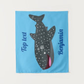 かわいいジンベエザメのハッピーアニメイラストレーション タペストリー (正面)