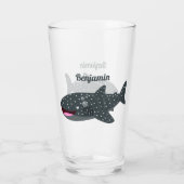 かわいいジンベエザメのハッピーアニメイラストレーション タンブラーグラス (裏面)