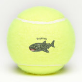 かわいいジンベエザメのハッピーアニメイラストレーション テニスボール (裏面)