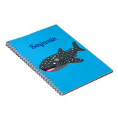 かわいいジンベエザメのハッピーアニメイラストレーション ノートブック (右側)