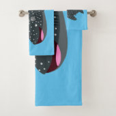 かわいいジンベエザメのハッピーアニメイラストレーション バスタオルセット (インサイチュ)