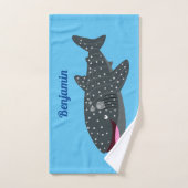 かわいいジンベエザメのハッピーアニメイラストレーション バスタオルセット (ハンドタオル)