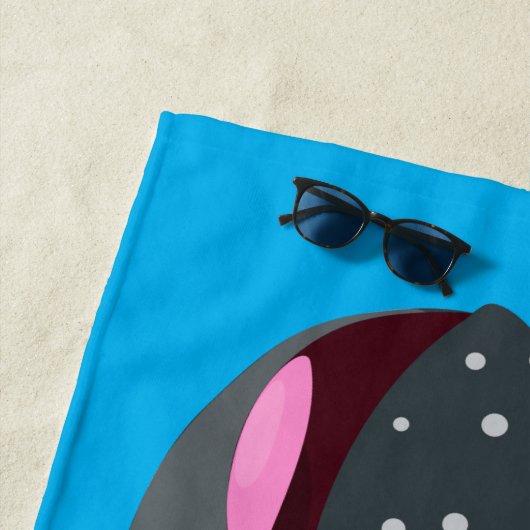 かわいいジンベエザメのハッピーアニメイラストレーション ビーチタオル (インサイチュ)