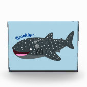 かわいいジンベエザメのハッピーアニメイラストレーション フォトブロック (正面)