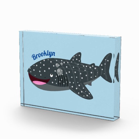 かわいいジンベエザメのハッピーアニメイラストレーション フォトブロック (右)