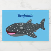 かわいいジンベエザメのハッピーアニメイラストレーション フードラベル (シングルラベル)