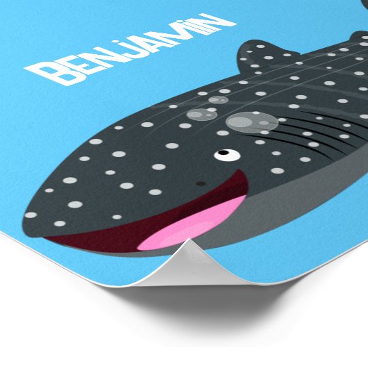 かわいいジンベエザメのハッピーアニメイラストレーション ポスター (角)