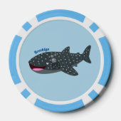 かわいいジンベエザメのハッピーアニメイラストレーション ポーカーチップ (裏面)