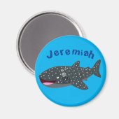 かわいいジンベエザメのハッピーアニメイラストレーション マグネット (正面/裏面)